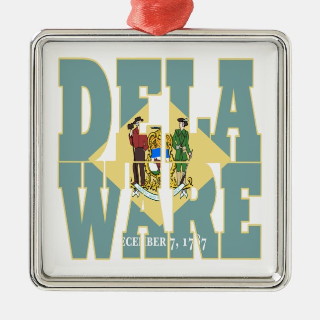 Delaware state flag text metal ornament (Front)