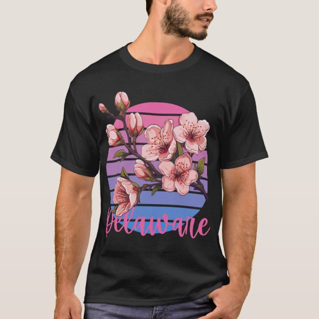 Delaware State Flower Peach Blossom Sticker 1 T-Shirt (Front)