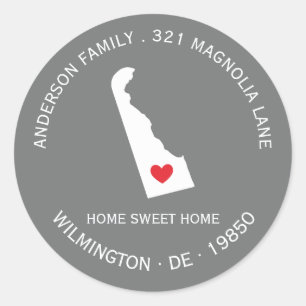 DELAWARE State   New Home Address Label Sticker