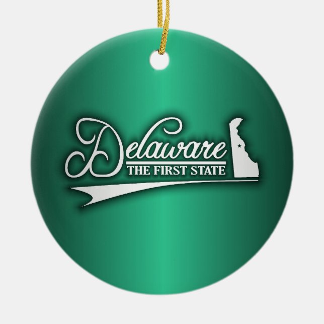 Delaware State of Mine Ceramic Tree Decoration (Front)