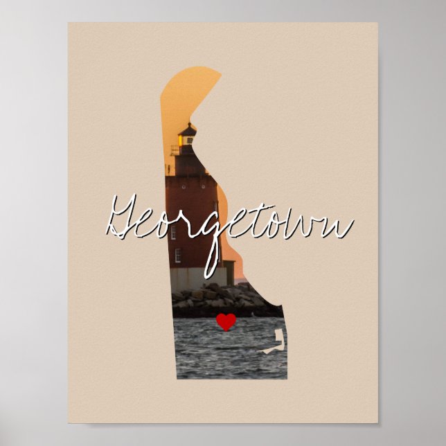 Delaware State Photo insert and town name Poster (Front)