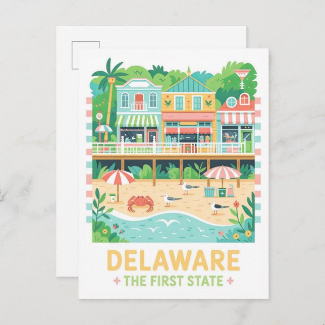 Delaware the First State USA Summer Travel Postcard (Front/Back)