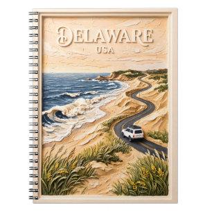 Delaware Travel Vintage Coastal Road Trip Textured Notebook