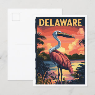 Delaware USA Art Vintage Illustration Travel Postcard