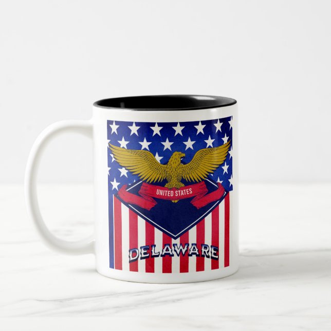 Delaware USA Flag Two-Tone Coffee Mug (Left)