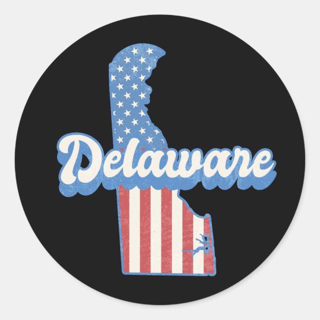 Delaware USA Map American flag Classic Round Sticker (Front)