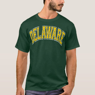 Delaware Varsity Style Amber Text  T-Shirt