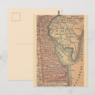 Delaware Vintage State Map Postcard