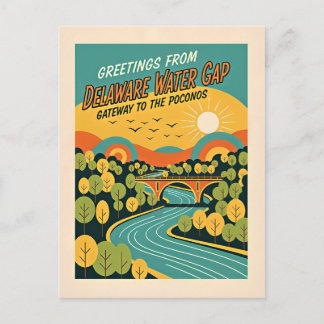 Delaware Water Gap PA-NJ Retro Art Postcard