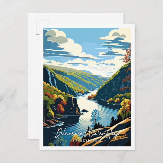 Delaware Water Gap vintage travel illustration Postcard (Front/Back)