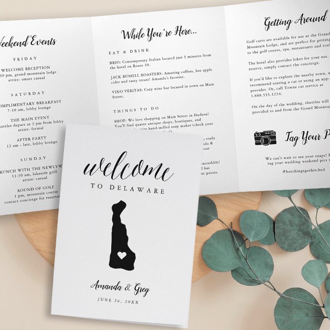 Delaware Wedding Welcome Letter & Itinerary Tri-Fold Programme (Creator Uploaded)