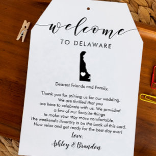 Delaware Wedding Welcome Tag, Letter Itinerary