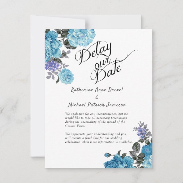Delay our Date Wedding Corona Virus Floral Card (Front)