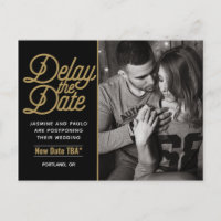 Delay The Date Wedding Modern Script Photocard
