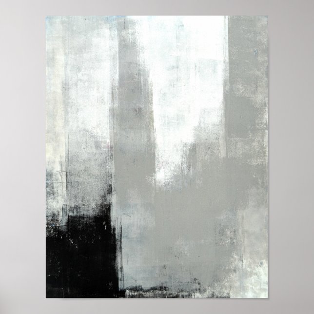 'Delayed' Grey Abstract Art Poster (Front)