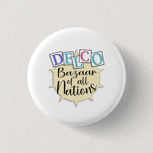 Delco bazaar of all nations 3 cm round badge (Front)