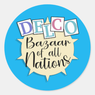 Delco bazaar of all nations classic round sticker