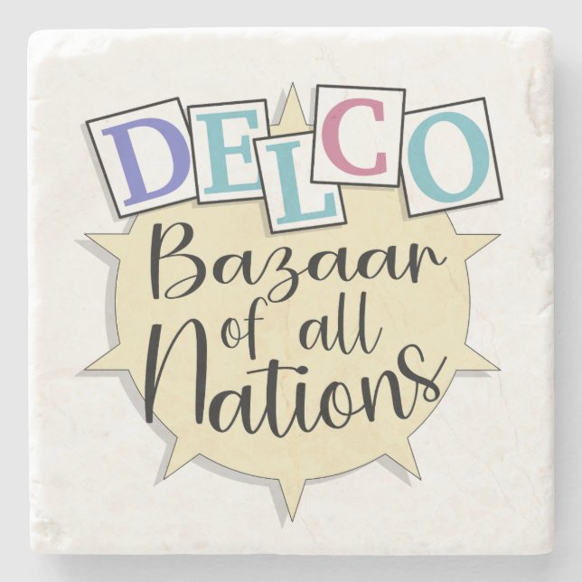 Delco bazaar of all nations stone coaster (Front)