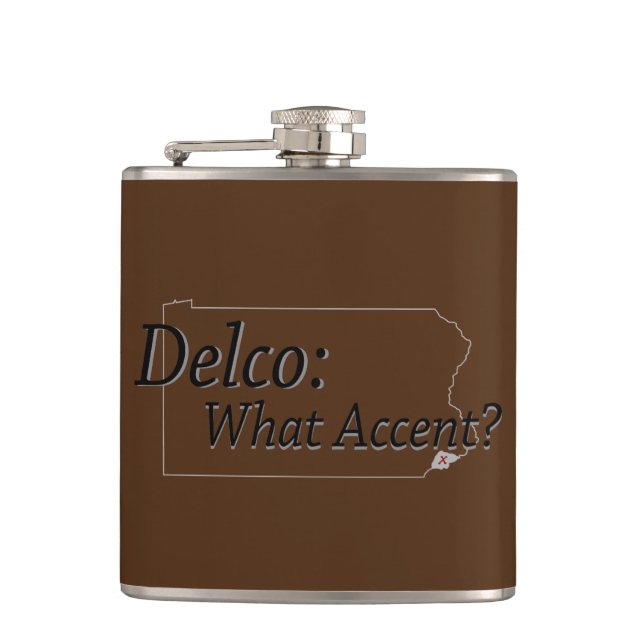 Delco - What Accent? Hip Flask (Front)