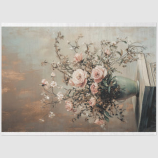 Delectable, Still Life, vintage pink rose floral Tissue Paper