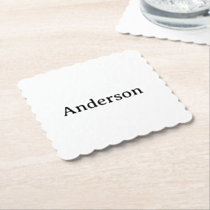 Delete Text Replace Own Design 4" x 4" Scalloped Paper Coaster