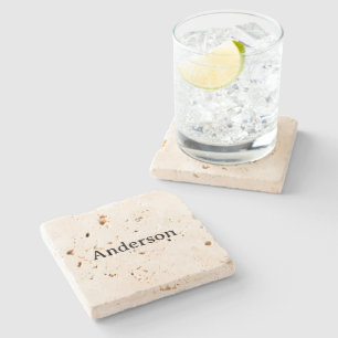 Delete Text Replace Own Design 4" x 4" Travertine Stone Coaster