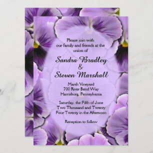 deletPurple Pansy Wedding Invitation