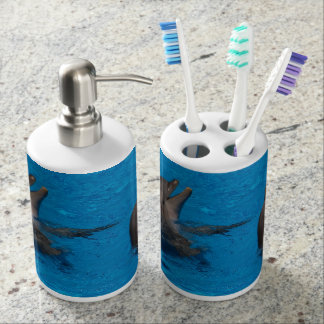 "Delfin pair" by mysteryella Soap Dispenser And Toothbrush Holder