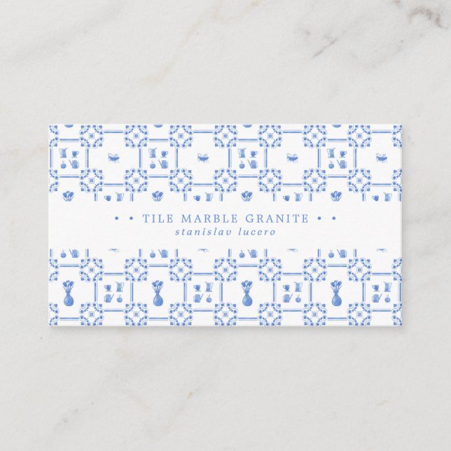 Delft Blue and White Tile Business Card (Front)