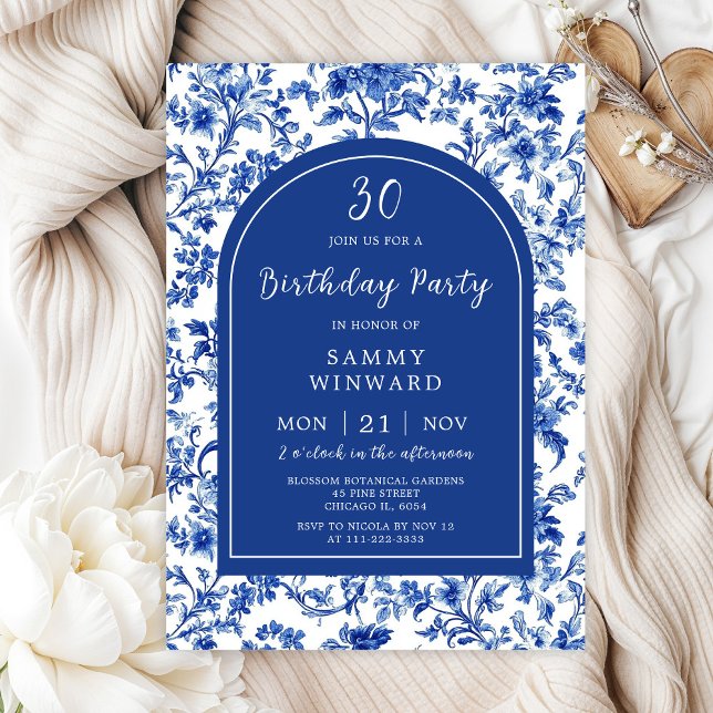 Delft Blue Antique Chinoiserie Birthday Party Invitation (Creator Uploaded)