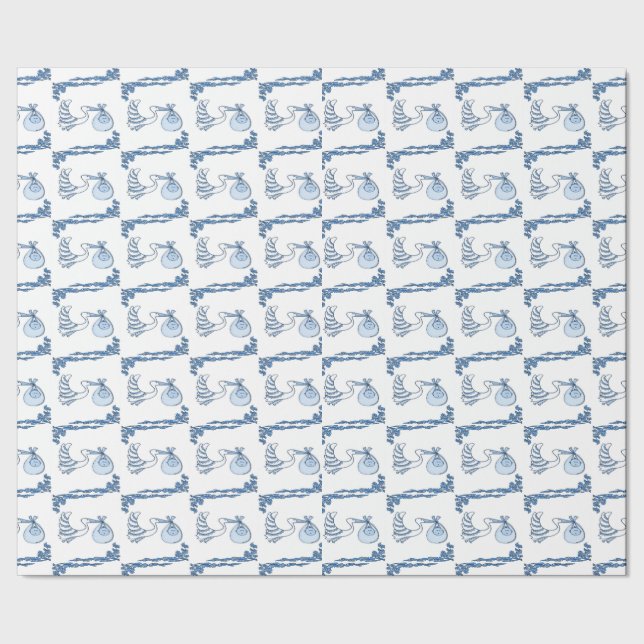 Delft Blue BabyTile Designs Wrapping Paper (Seam)