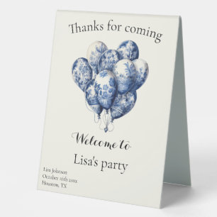 Delft Blue Balloon Party Welcome Display