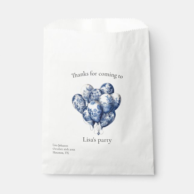 Delft Blue Balloons customisable Favour Bag (Front)