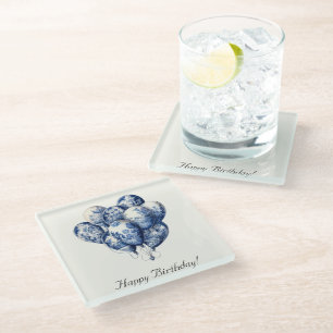 Delft Blue Balloons customisable Glass Coaster