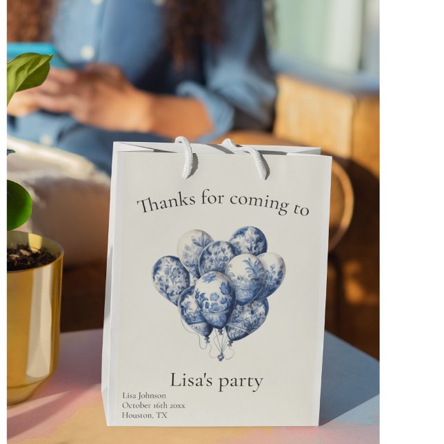Delft Blue Balloons customisable Medium Gift Bag (Creator Uploaded)