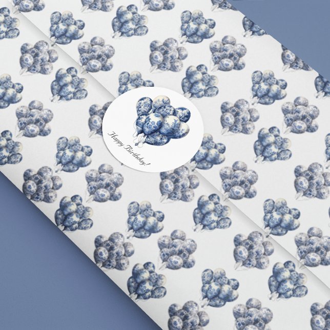Delft Blue Balloons, customisable  Square Sticker (Creator Uploaded)