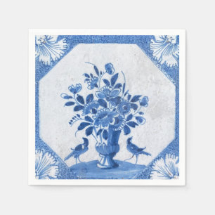 Delft Blue Birds floral French Country Toile Napkin