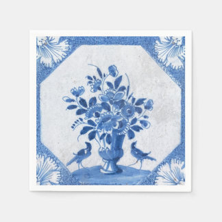 Delft Blue Birds floral French Country Toile Napkin