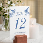 Delft Blue Birds Spring Wedding Table Card<br><div class="desc">The Delft Blue Birds Spring Wedding Table Card is designed to coordinate with our Delft Blue Birds Spring Wedding Invitation Collection. Featuring elegant Delft Bluebirds perched on a delicate twig flower illustration,  this invitation captures the enchanting beauty of spring. Matching items available.</div>