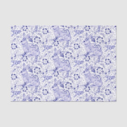 Delft Blue Bunny Rabbit Birds Elegant Chinoiserie Tissue Paper