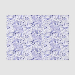 Delft Blue Bunny Rabbit Birds Elegant Chinoiserie Tissue Paper