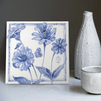 Delft Blue Butterfly Flower Wall Decor Art Deco