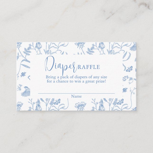 Delft Blue Chinoiserie Baby Shower Boy Diaper Enclosure Card (Front)