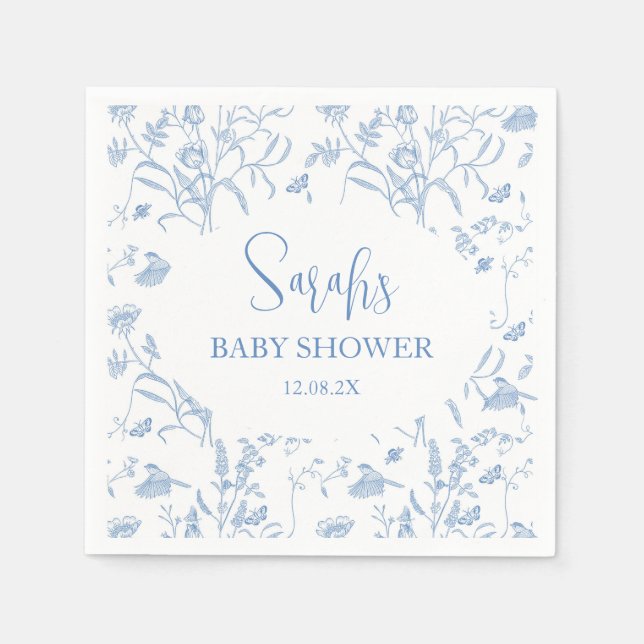 Delft Blue Chinoiserie Baby Shower Boy Napkin (Front)