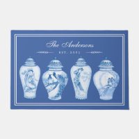 Delft Blue Chinoiserie Ginger Jars Family Monogram