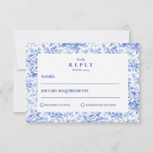 Delft Blue Chinoiserie Wedding RSVP Card