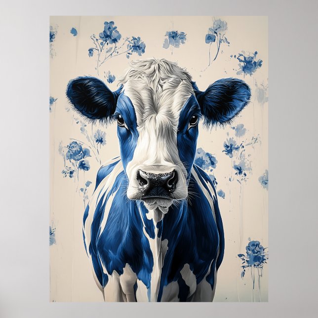 Delft Blue Cow – A Timeless Artistic Tribute Poster (Front)