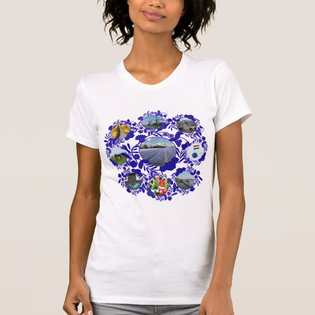 Delft Blue Delftware Style Holland T-Shirt (Front)