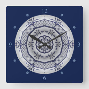Delft Blue Design 006 From 1764 ~ Square Wall Clock
