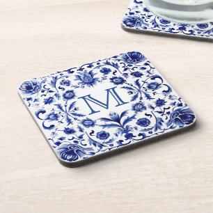 Delft blue design monogram coaster